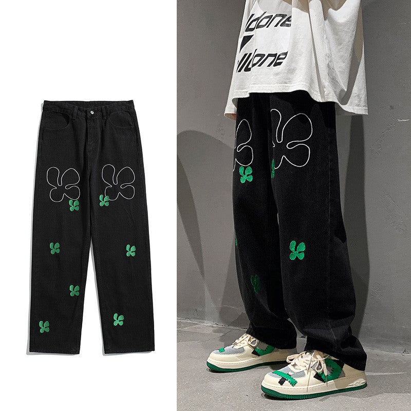 Four Clover Embroidered Jeans