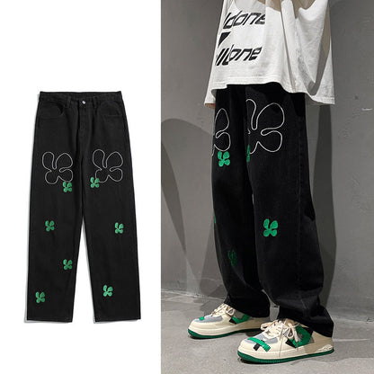 Four Clover Embroidered Jeans
