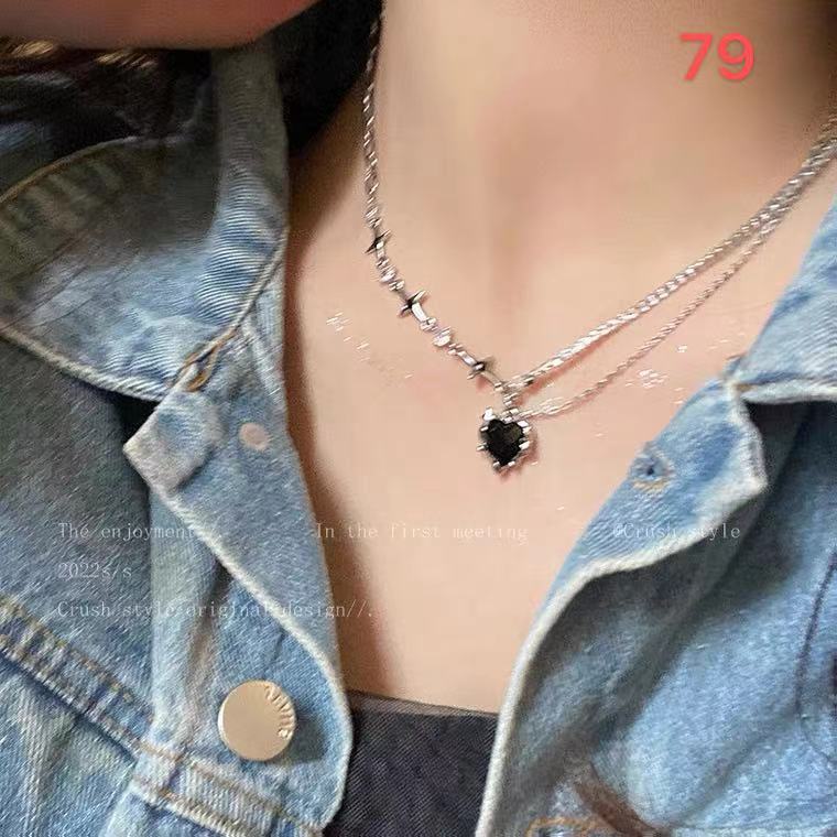 Sweet Heart Star Zircon Charm Necklace