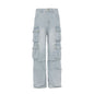 Retro Washed Wide Leg Cargo Jeans