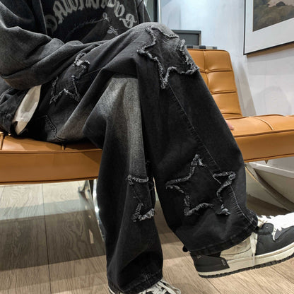 Embroided Star Straight Cut Jeans