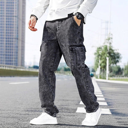 Washed Utility Cargo Jeans