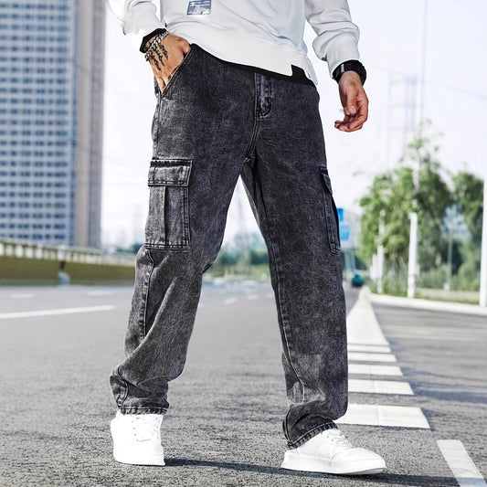 Washed Utility Cargo Jeans