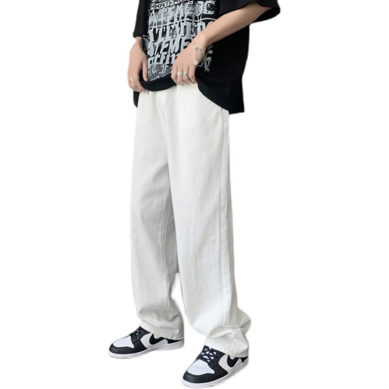 Washed Wide Leg Straight Jeans