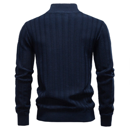 Striped Jacquard Zip Sweater
