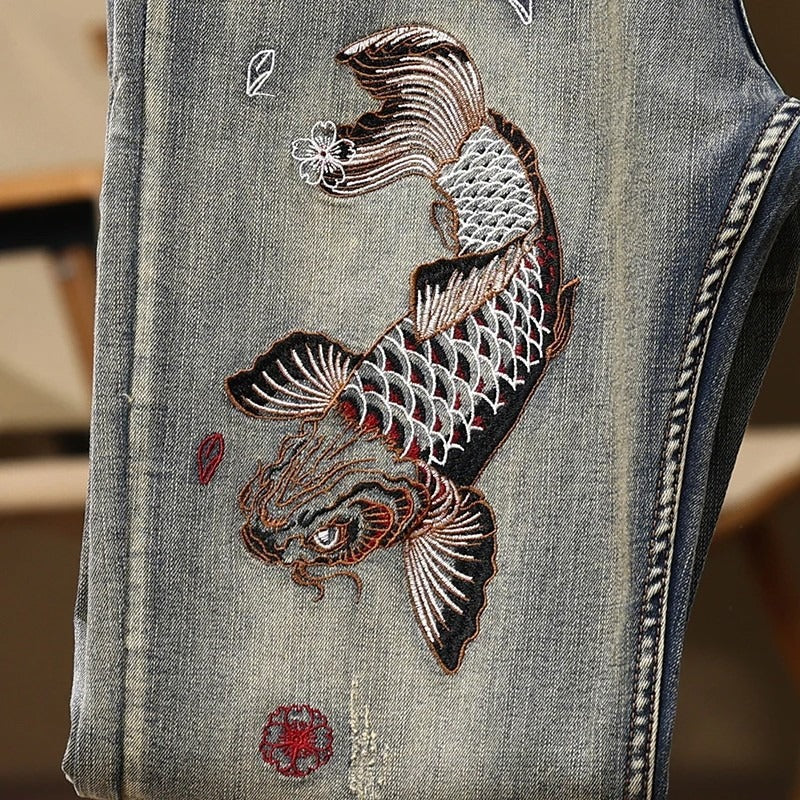 Koi Embroidered Straight-Fit Jeans