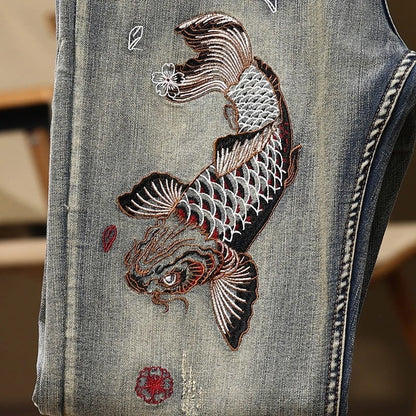 Koi Embroidered Straight-Fit Jeans