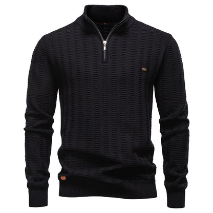 Striped Jacquard Zip Sweater