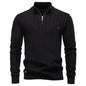 Striped Jacquard Zip Sweater