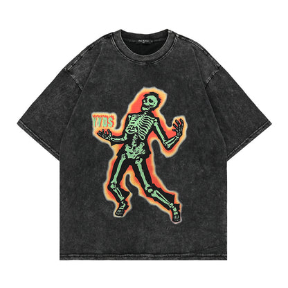 Neon Skeleton Faded Wash Tee