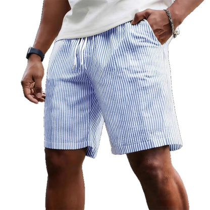Striped Lace-up Sweatpants Minimalist Cropped Shorts front view