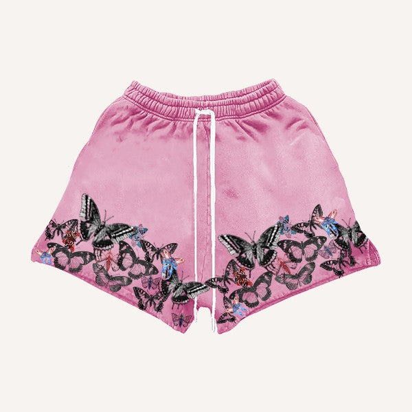 Butterfly Graphic Mesh Shorts