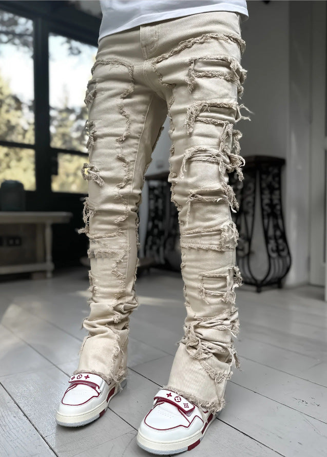 Fringe Patch Stacked Jeans