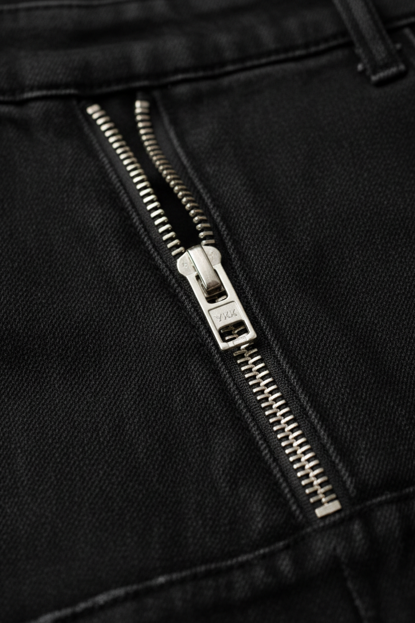 Black Zip Detail Jeans - Close-Up Detail