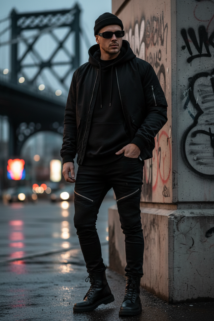 Black Zip Detail Jeans - Lifestyle