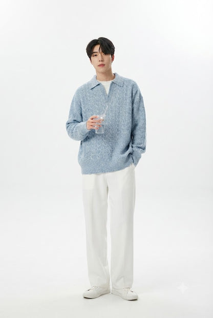 Retro Lapel Pullover Sweater