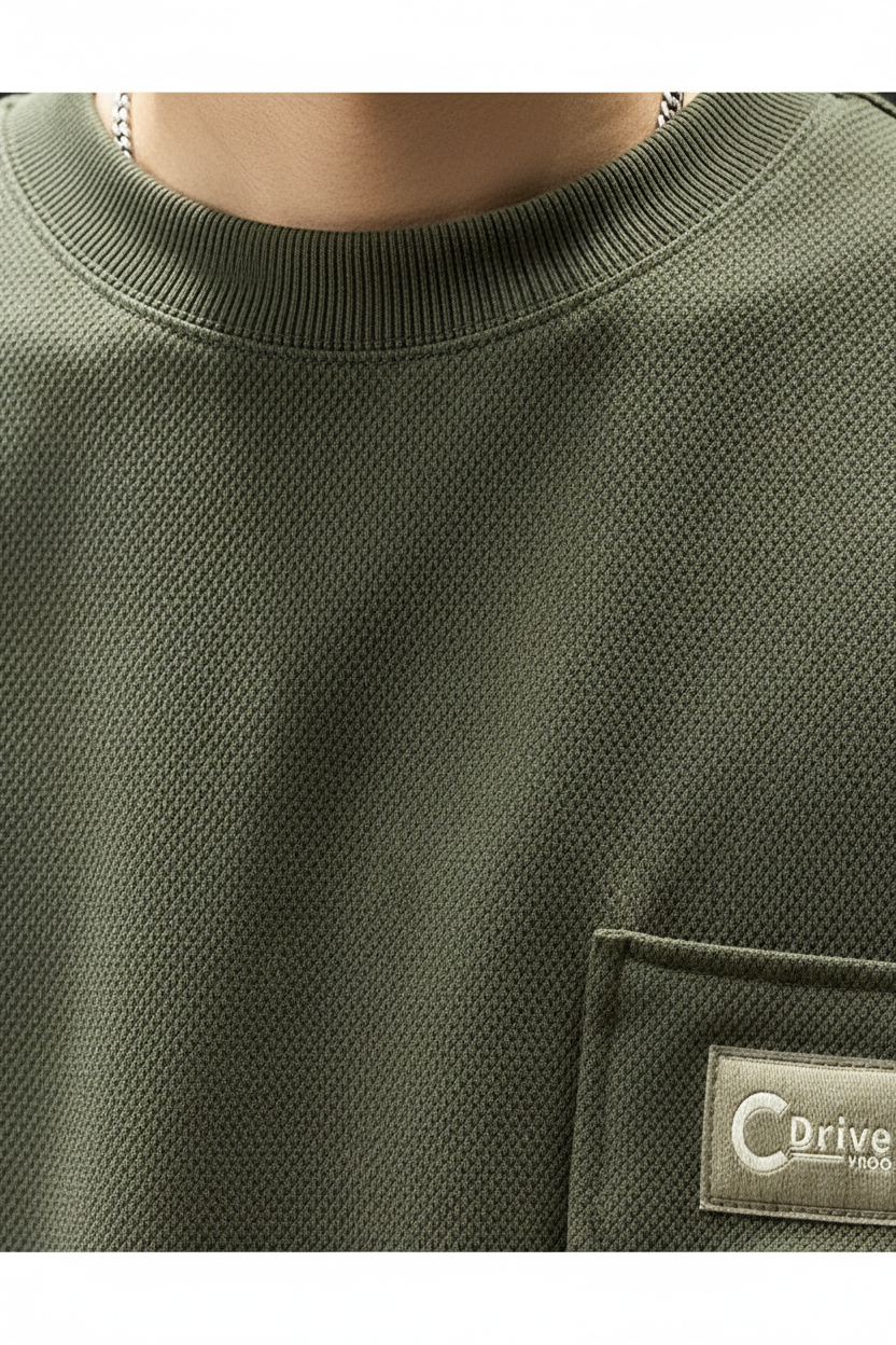 "C-Drive" Waffle Knit Tee - Detail Shot