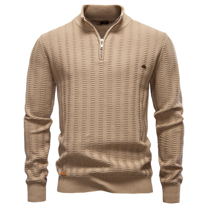 Striped Jacquard Zip Sweater