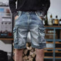 Blue Denim Shorts Men's American High Street front view