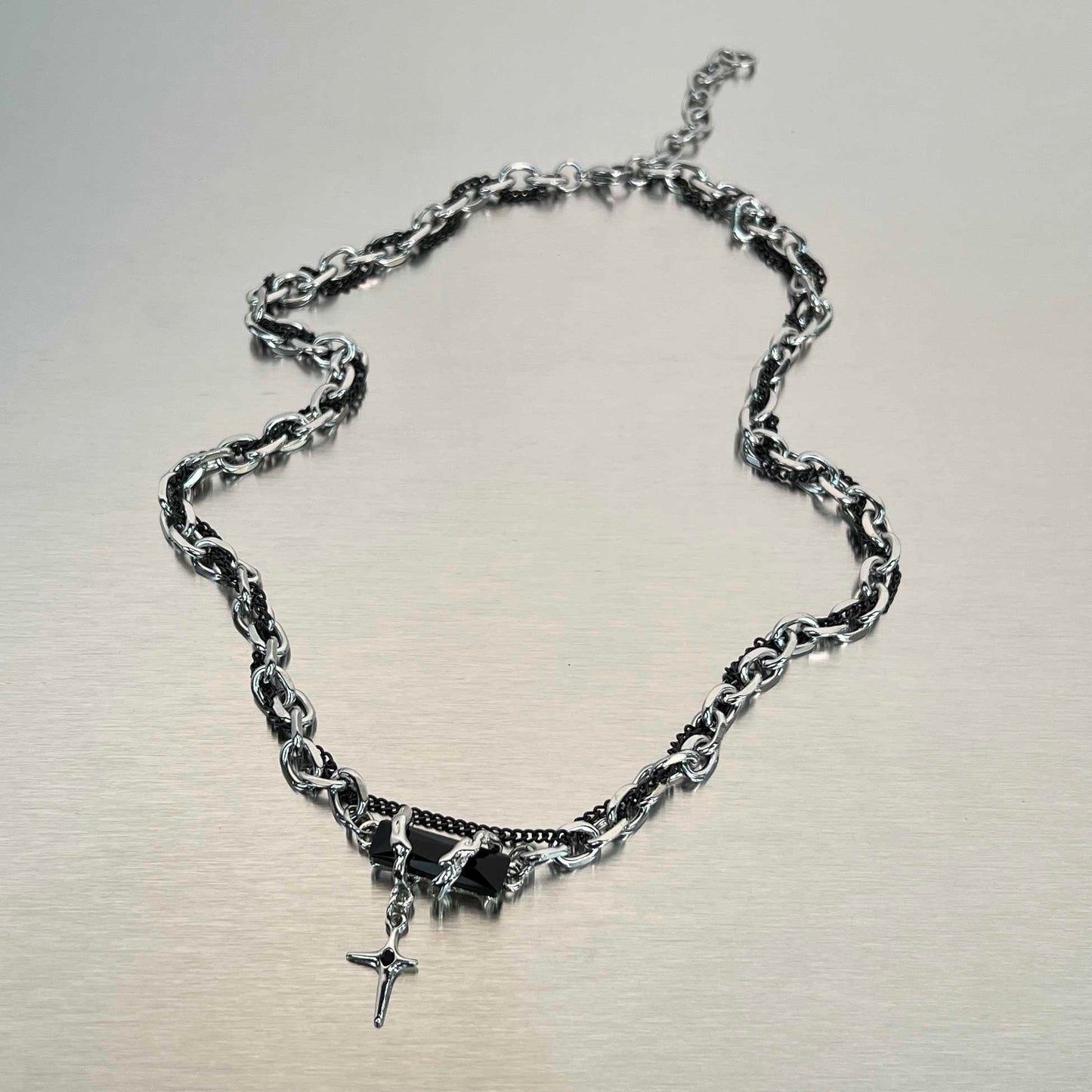 Onyx Cross Charm Bracelet