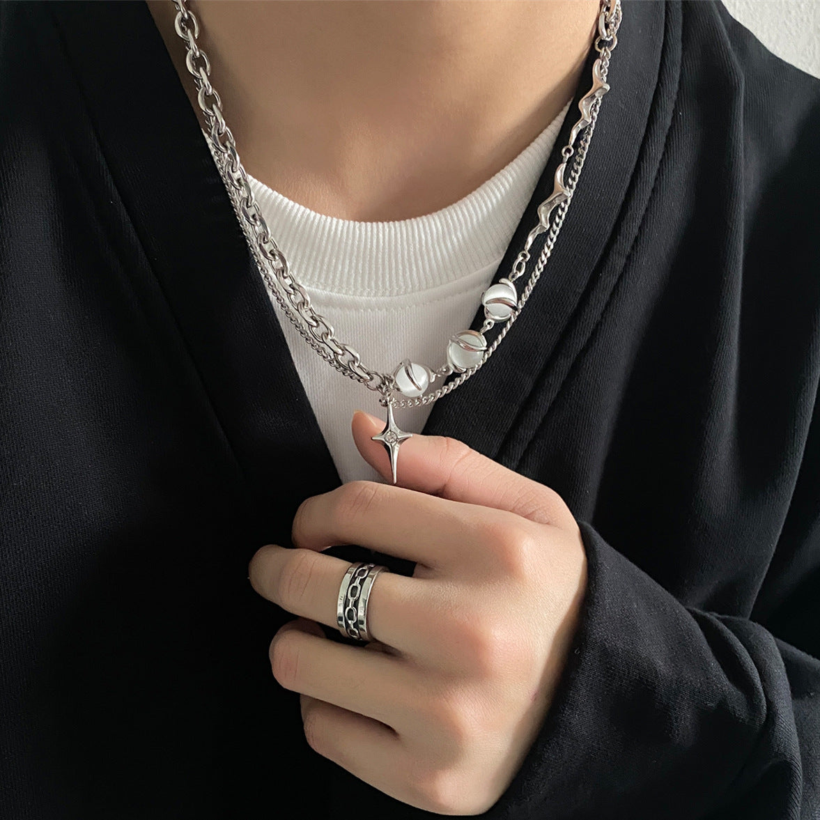 Novien Opal Titanium Steel Necklace