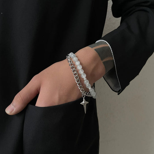 Opal Cross Double Layer Bracelet