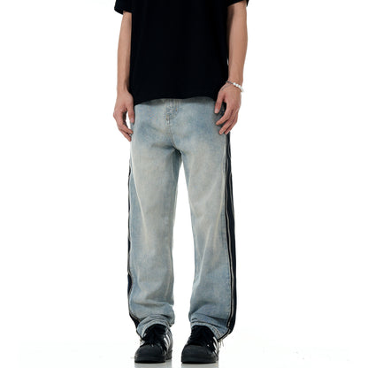 Straight Leg Zipper Panel Jeans