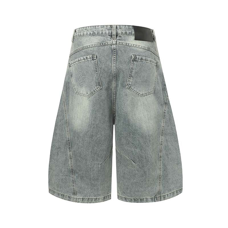 High-Street Distressed Washed Denim Shorts