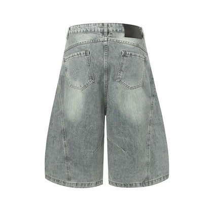 High-Street Distressed Washed Denim Shorts
