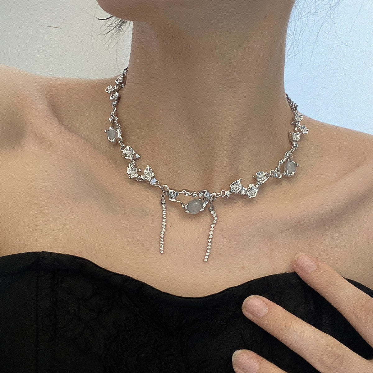 Sweet Heart Star Zircon Charm Necklace