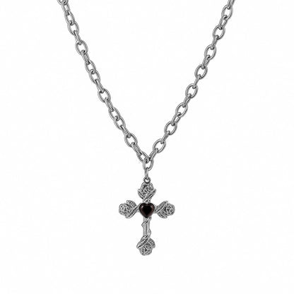 Heart Rose Cross Necklace