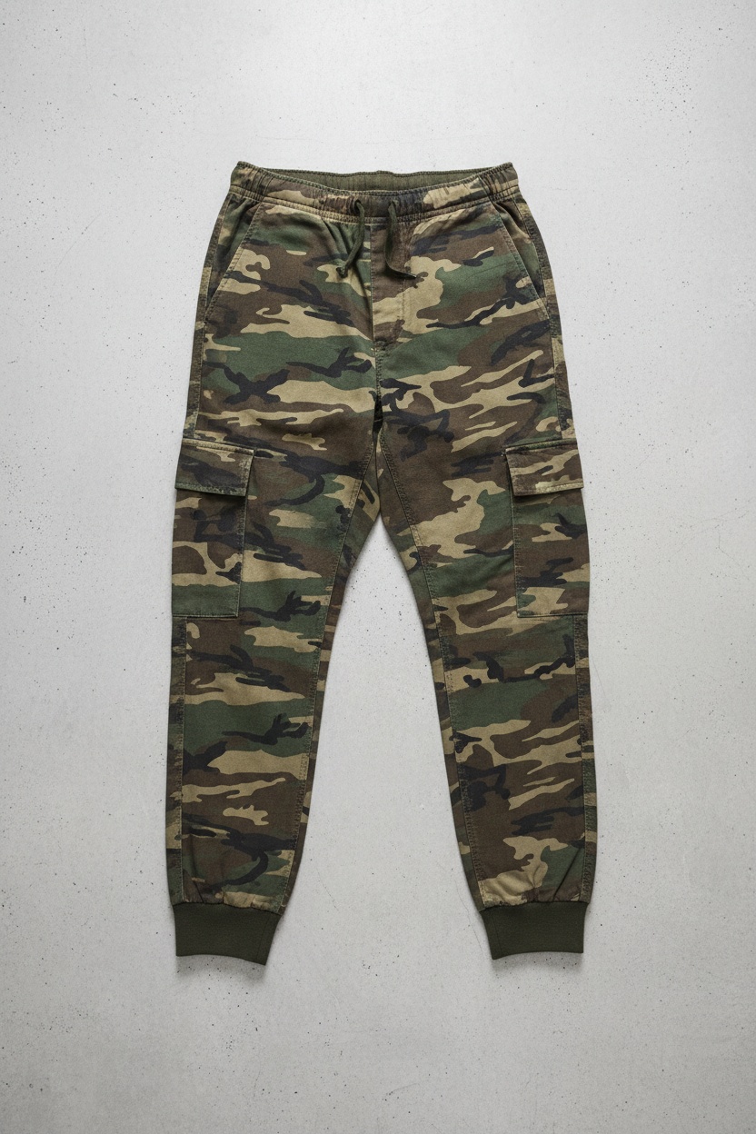 Camo Cargo Joggers - Flat Lay