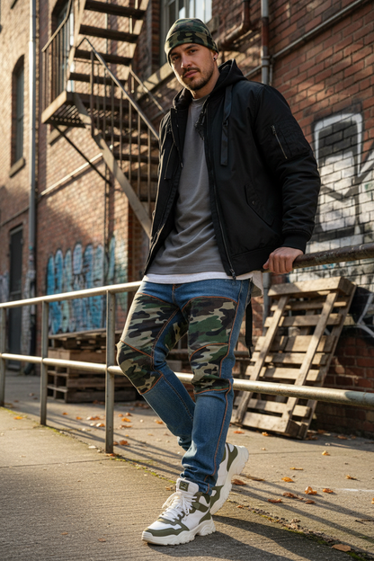 Camo Panel Stitched Jeans - Lifestyle