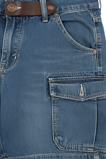 Cargo Denim Shorts - Close-Up Detail