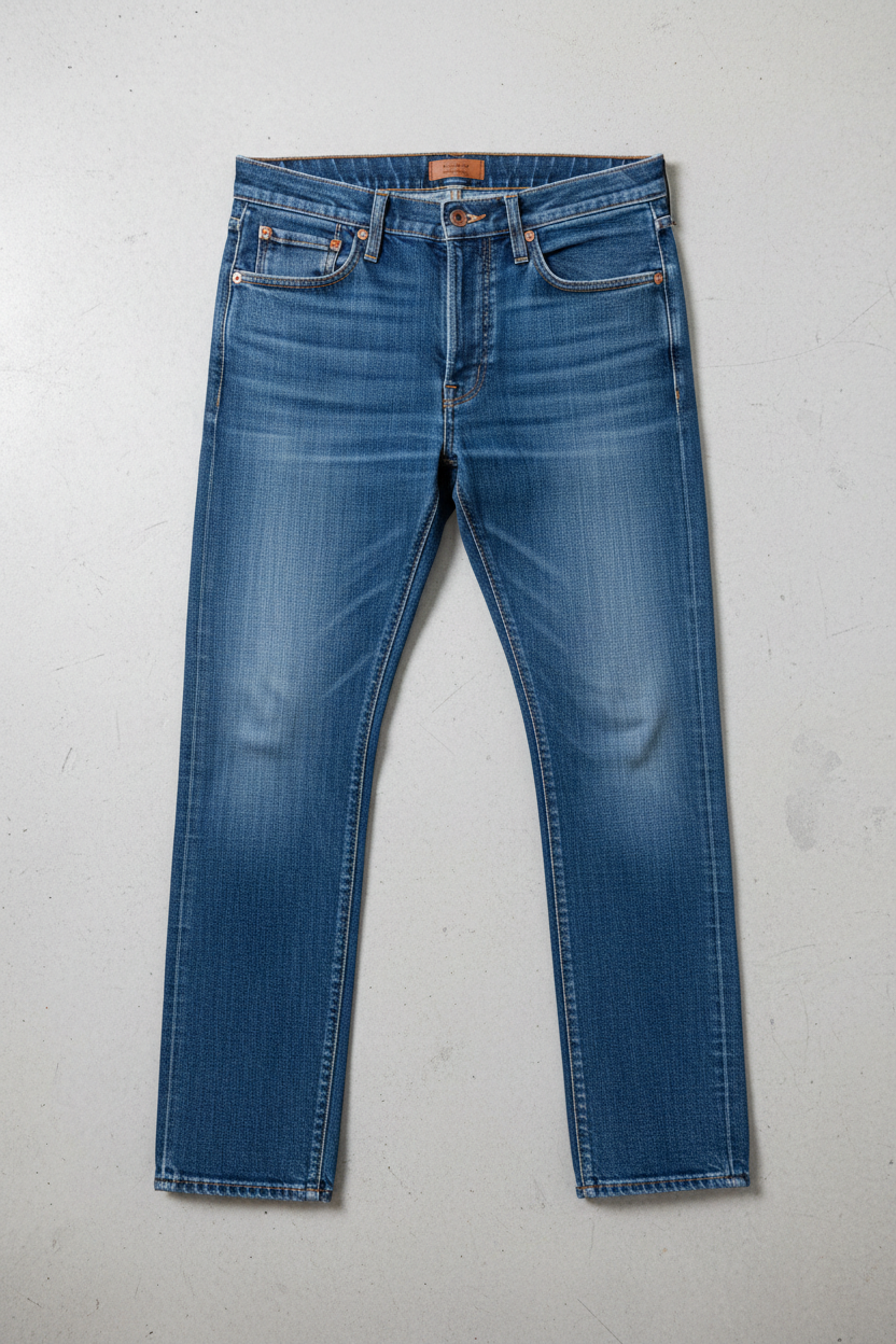 Casual Straight Wash Jeans - Flat Lay