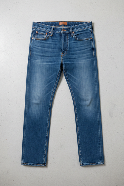 Casual Straight Wash Jeans - Flat Lay