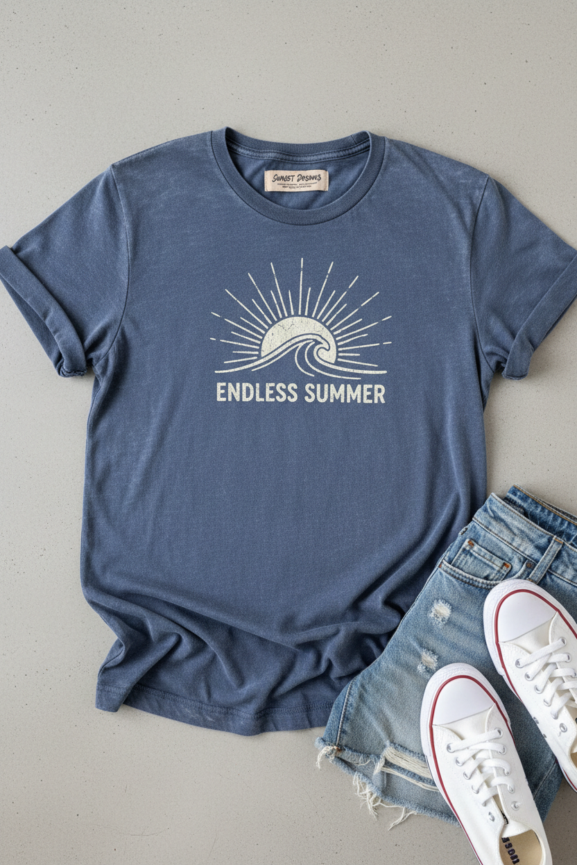 Casual Vintage Washed Tee - Flat Lay