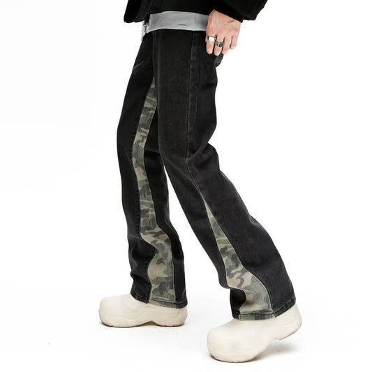 Camo Panel Stitched Jeans