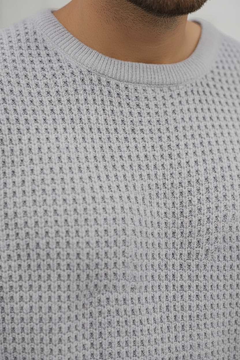 Crew Neck Casual Sweater - Detail Shot