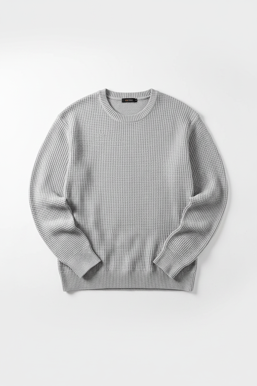 Crew Neck Casual Sweater - Flat Lay
