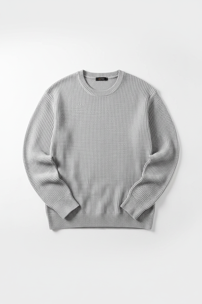 Crew Neck Casual Sweater - Flat Lay