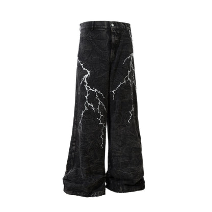 Chaos Print Wide-Leg Denim