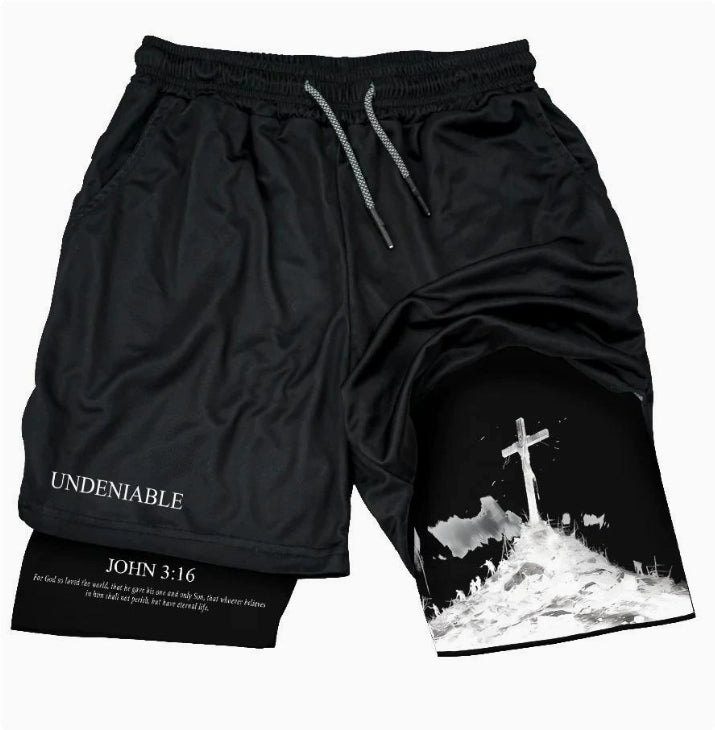3D Digital Print Double-Layer Shorts