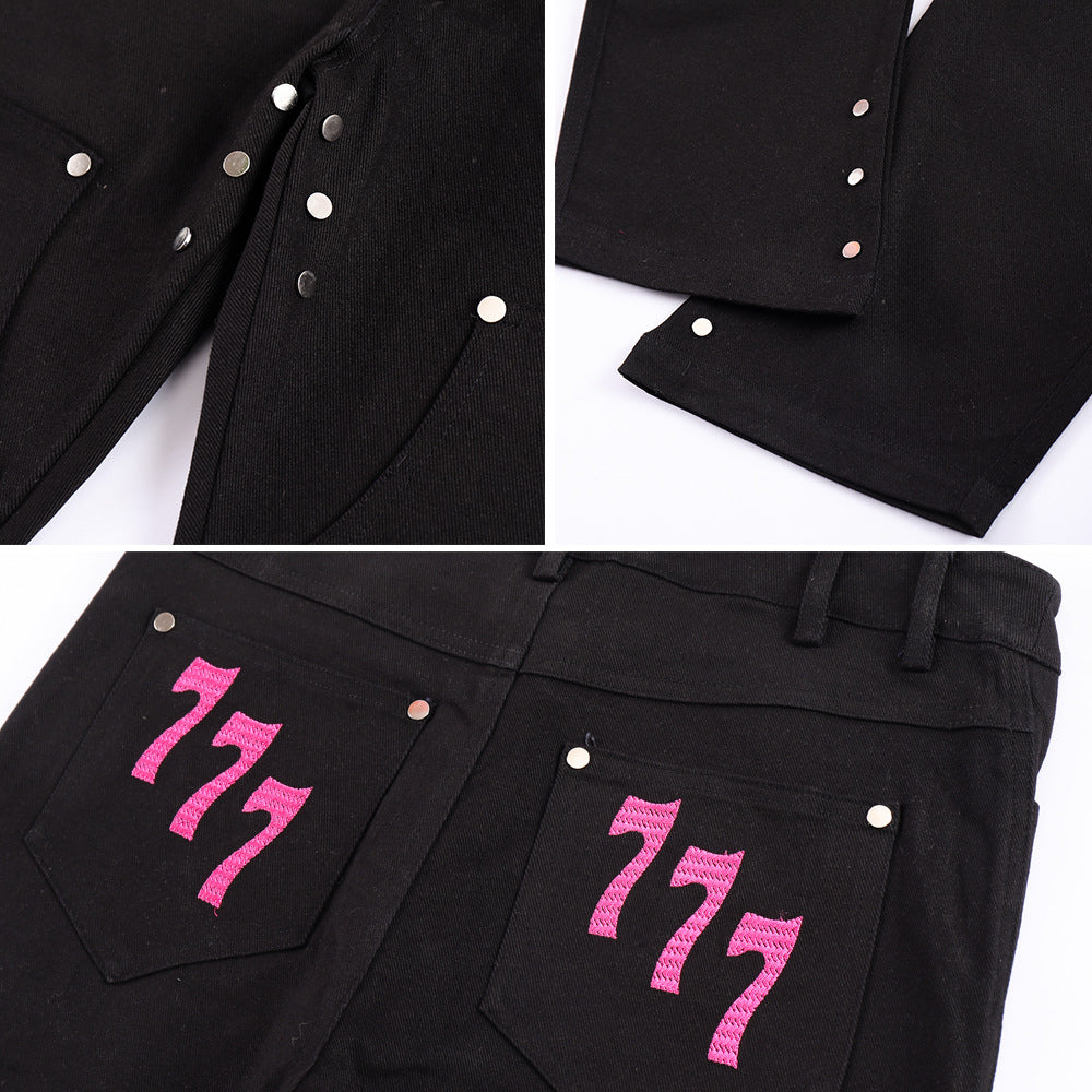 Lucky 7 Embroidered Jeans
