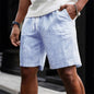 Striped Lace-up Sweatpants Minimalist Cropped Shorts front view