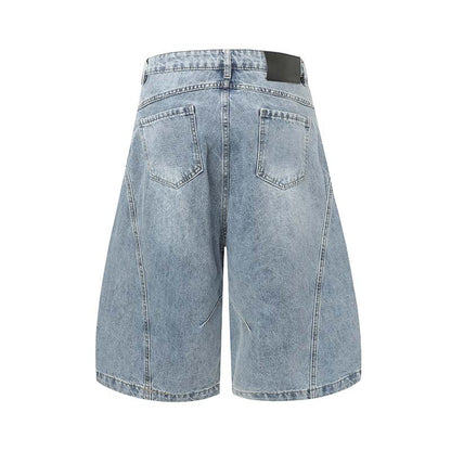 High-Street Distressed Washed Denim Shorts
