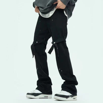 Strap Detail Straight-Leg Jeans
