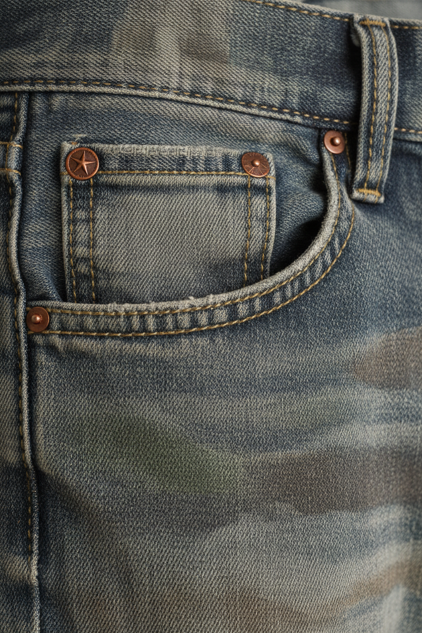 Denim Camo Jeans - Close-Up Detail