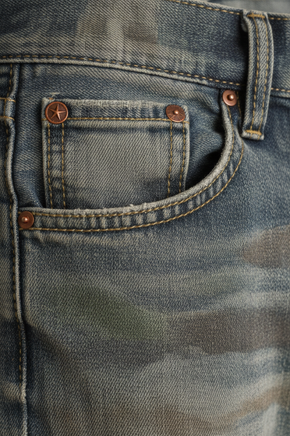 Denim Camo Jeans - Close-Up Detail