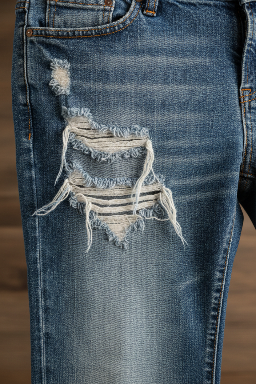 Distressed Bootcut Jeans - Close-Up Detail